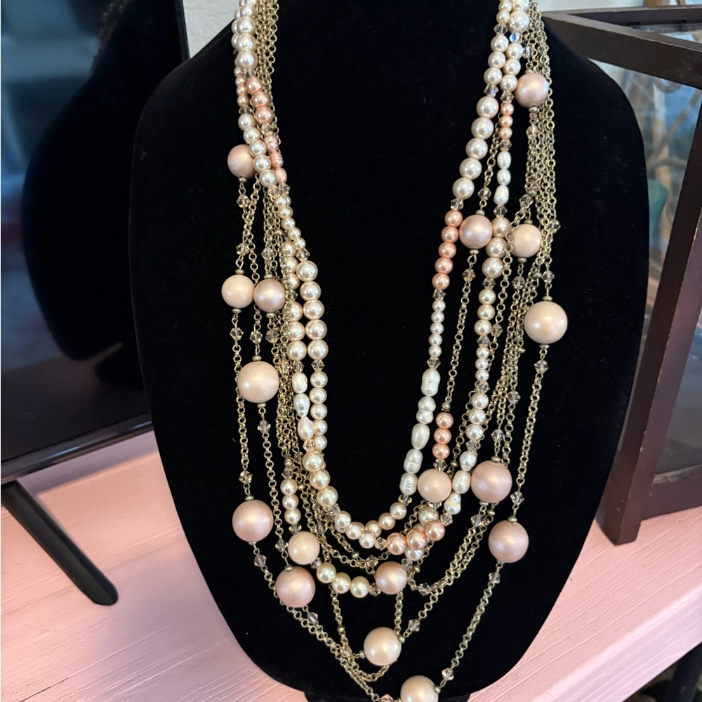 Chico's Gold and Cream Multi-Strand Necklace